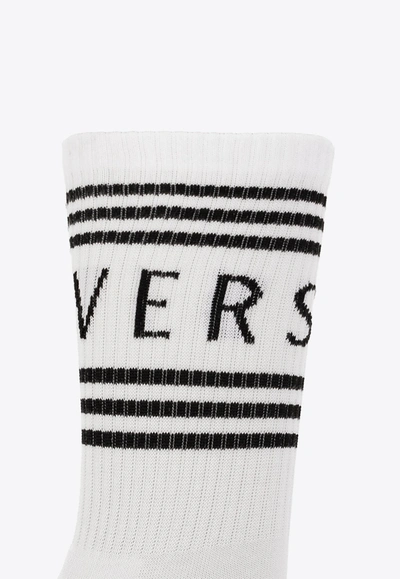 Shop Versace 90's Vintage Logo Socks In White
