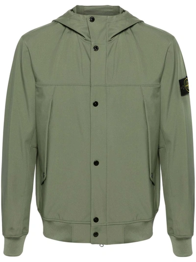 Shop Stone Island Hooded Blouson Light Soft Shell-r_e.dye® Technology In Recycled Polyester In Green
