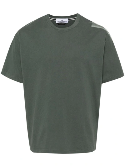 Shop Stone Island T-shirt 'stripes Two' Print In Green