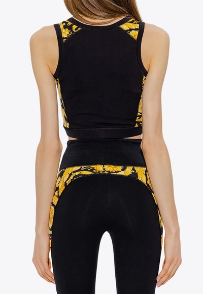 Shop Versace Barocco Patterned Sports Top In Black