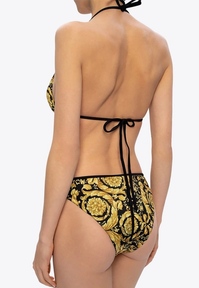 Shop Versace Barocco Bikini Top In Yellow