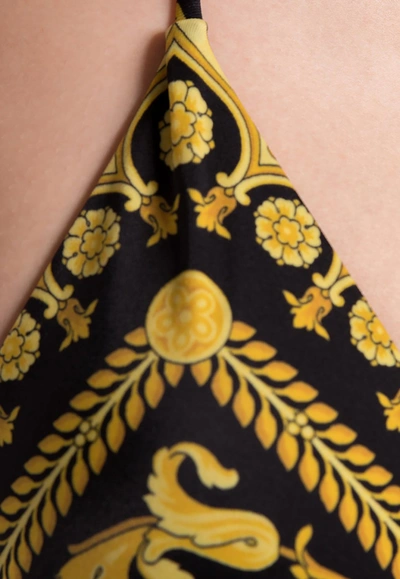 Shop Versace Barocco Bikini Top In Yellow