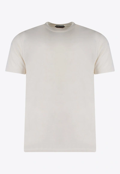 Shop Tom Ford Basic Crewneck T-shirt In Beige