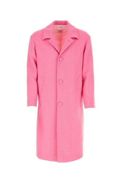 Shop Ami Alexandre Mattiussi Ami Man Pink Boucle Coat