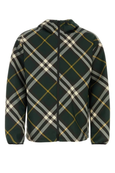 Shop Burberry Man Embroidered Polyester Jacket In Multicolor