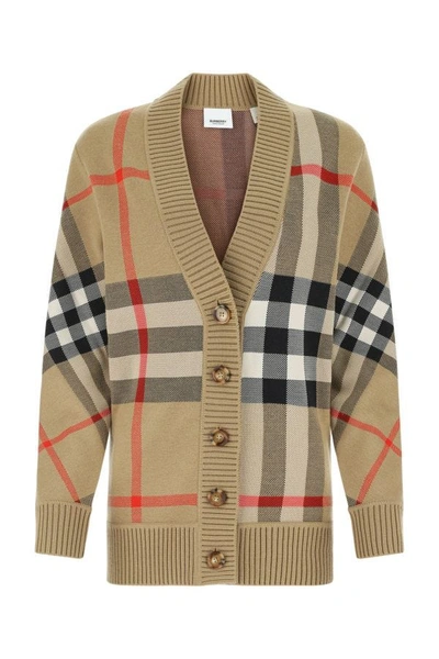 Shop Burberry Woman Embroidered Polyester Blend Cardigan In Multicolor