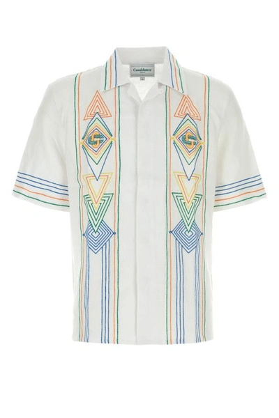 Shop Casablanca Unisex White Linen Shirt