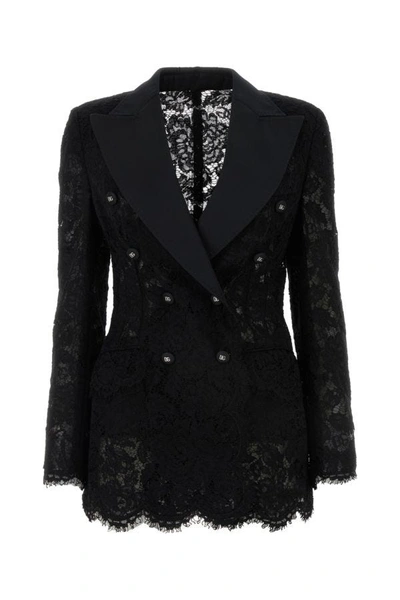 Shop Dolce & Gabbana Woman Black Lace Turlington Blazer