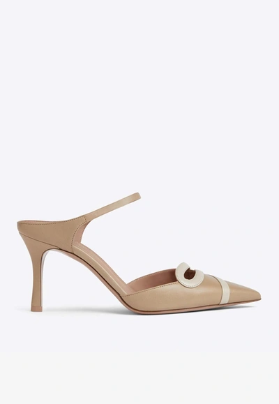 Shop Malone Souliers Bonnie 80 Leather Mules In Beige