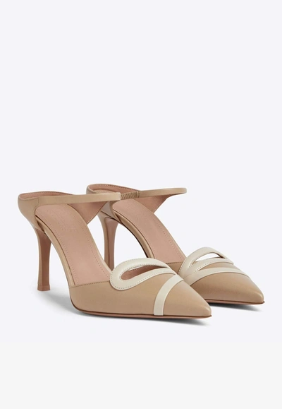 Shop Malone Souliers Bonnie 80 Leather Mules In Beige
