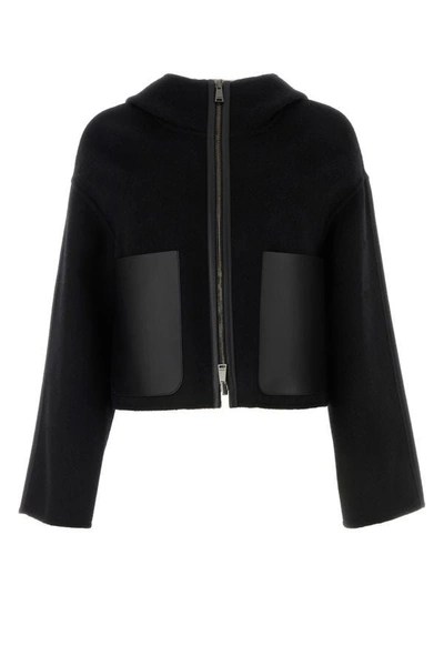 Shop Fendi Woman Black Wool Blend Reversible Jacket