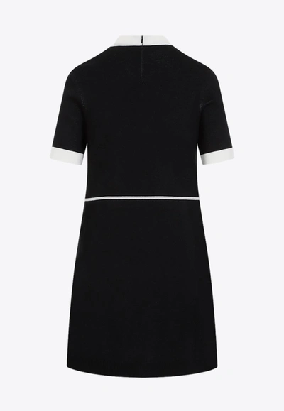 Shop Gucci Bow Wool Knit Mini Dress In Black