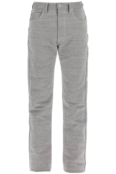 Shop Maison Margiela Five-pocket Trousers In Mélange Effect Canvas Men In Gray
