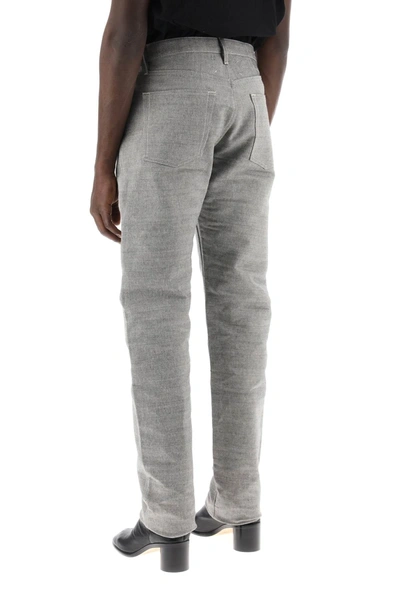 Shop Maison Margiela Five-pocket Trousers In Mélange Effect Canvas Men In Gray
