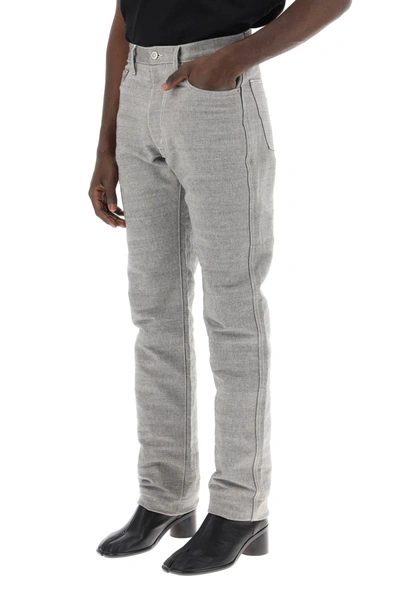 Shop Maison Margiela Five-pocket Trousers In Mélange Effect Canvas Men In Gray