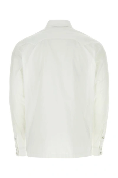 Shop Palm Angels Man White Oxford Shirt