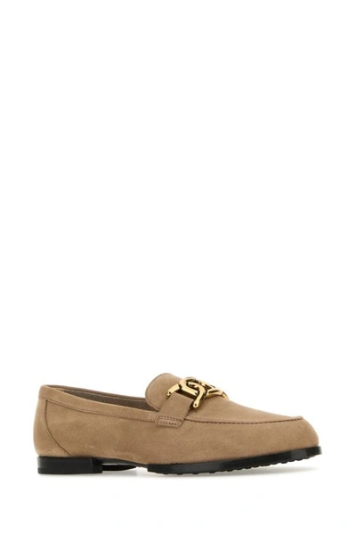 Shop Tod's Woman Cappuccino Suede Loafers In Brown
