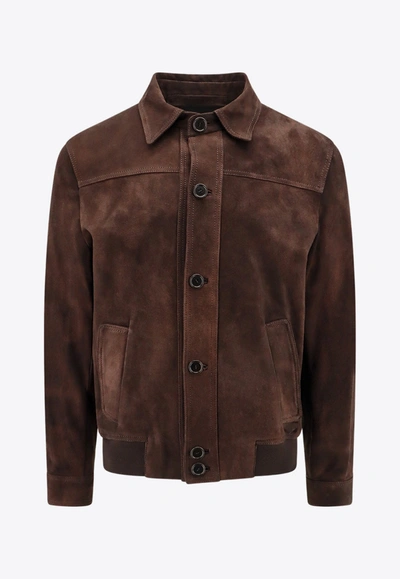 Shop Salvatore Santoro Button-up Suede Jacket In Brown