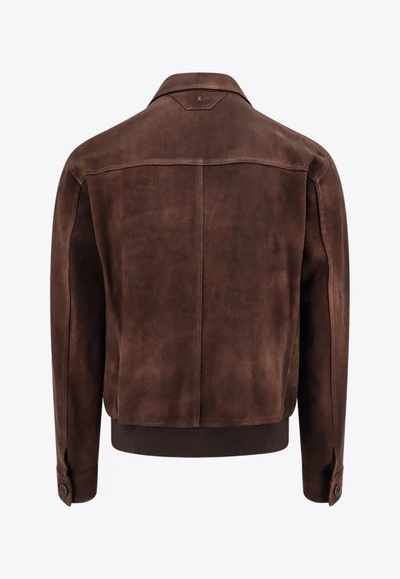 Shop Salvatore Santoro Button-up Suede Jacket In Brown