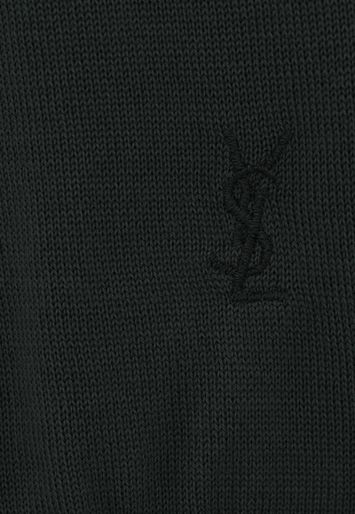 Shop Saint Laurent Cassandre Embroidered Turtleneck Sweater In Black
