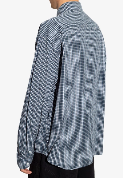 Shop Balenciaga Checked Long-sleeved Shirt In Multicolor