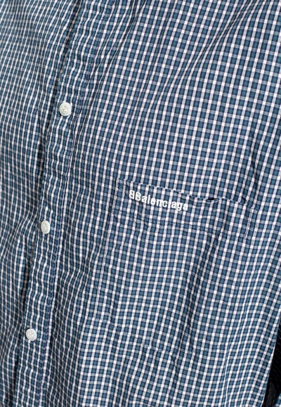 Shop Balenciaga Checked Long-sleeved Shirt In Multicolor