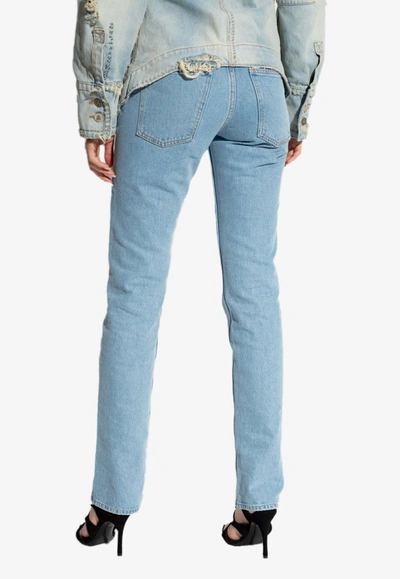 Shop Attico Classic Straight-leg Jeans In Blue
