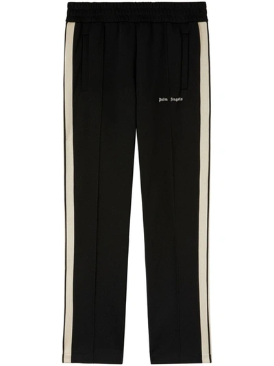 Shop Palm Angels Stripe Detail Trousers In Black