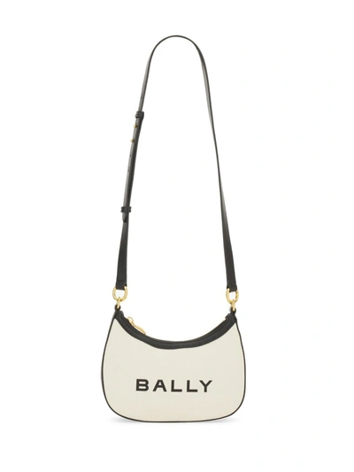 Shop Bally 'bar Ellipse' Crossbody Bag In White/black