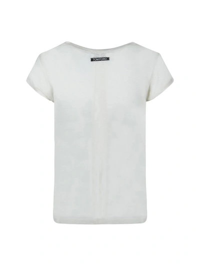 Shop Tom Ford White And Black Silk T-shirt