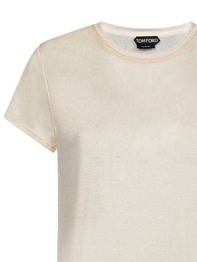 Shop Tom Ford Silk T-shirt In Beige