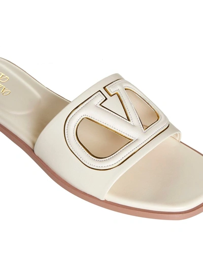 Shop Valentino Garavani Vlogo Cut-out Leather Sandals In White