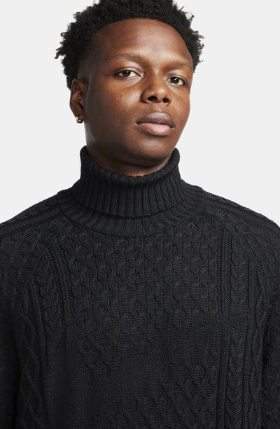 Shop Nike Cable Stitch Turtleneck In Black
