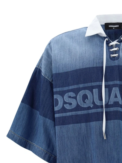 Shop Dsquared2 Shirts In Navy Blue