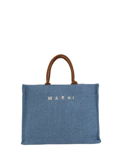 Shop Marni Handbags In Opal/moca