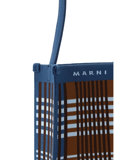 Shop Marni Shoulder Bags In Light Blue/rust