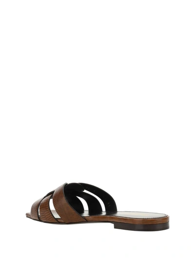 Shop Saint Laurent Sandals In Almond Brown