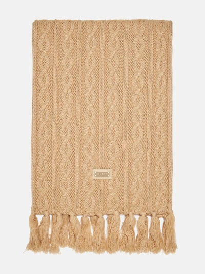 Shop Guess Factory Cable-knit Scarf In Beige