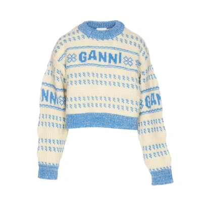 Shop Ganni Sweaters In Bianco