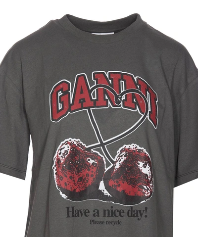 Shop Ganni T-shirts And Polos In Grey