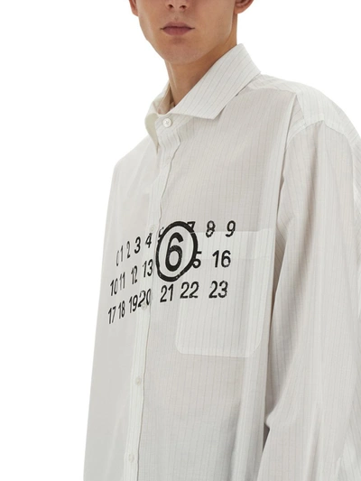 Shop Mm6 Maison Margiela Logo Print Shirt In White
