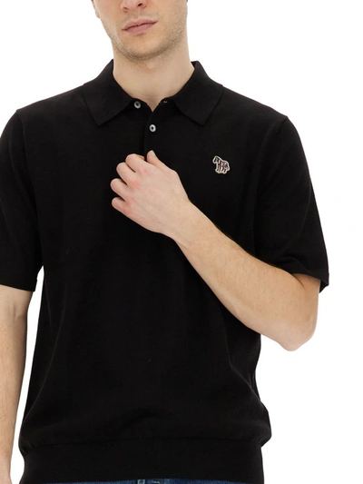 Shop Ps By Paul Smith Ps Paul Smith Polo Shirt With Zebra Patch In Black