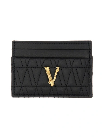 Shop Versace Card Holder "virtus" In Black