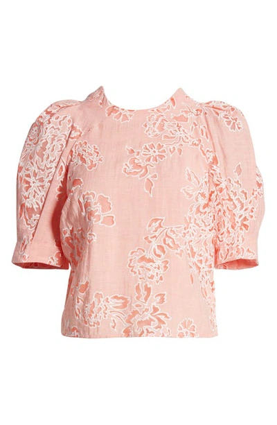 Shop Ted Baker Meliiha Puff Sleeve Boxy Top In Coral