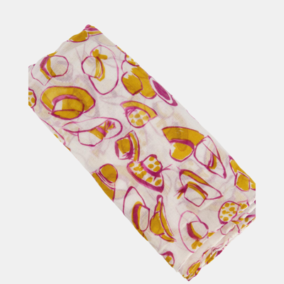 Pre-owned Loro Piana Pink And Yellow Ascot Hats Print Scarf
