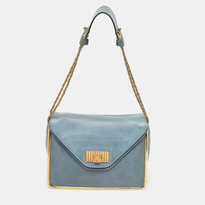 Pre-owned Chloé Blue Leather Medium Sally Shoulder Bag