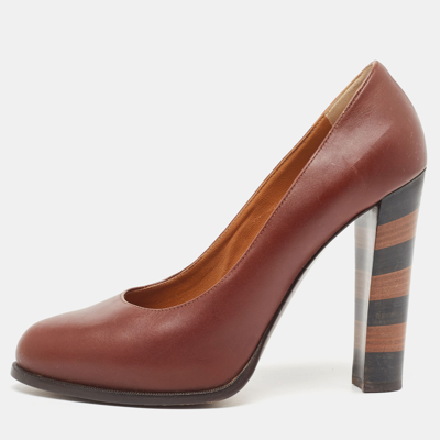 Pre-owned Fendi Burgundy Leather Pumps Size 39
