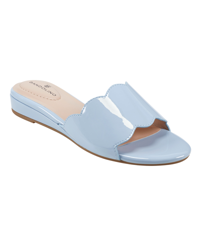 Shop Bandolino Women's Kayla Open Toe Slip-on Demi Wedge Sandals In Light Blue Patent