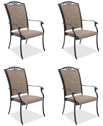 Shop Agio Wythburn Mix And Match Filigree Sling Outdoor Dining Chairs, Set Of 4 In Mocha Grey,bronze Finish