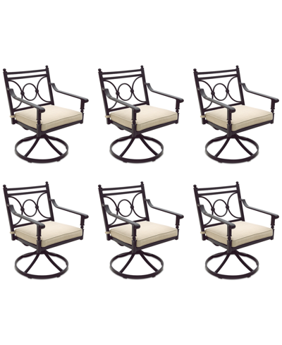 Shop Agio Wythburn Mix And Match Scroll Outdoor Swivel Chairs, Set Of 6 In Straw Natural,bronze Finish